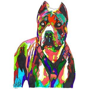 Pit Bull Dog Print Poster Wall Art 18x24